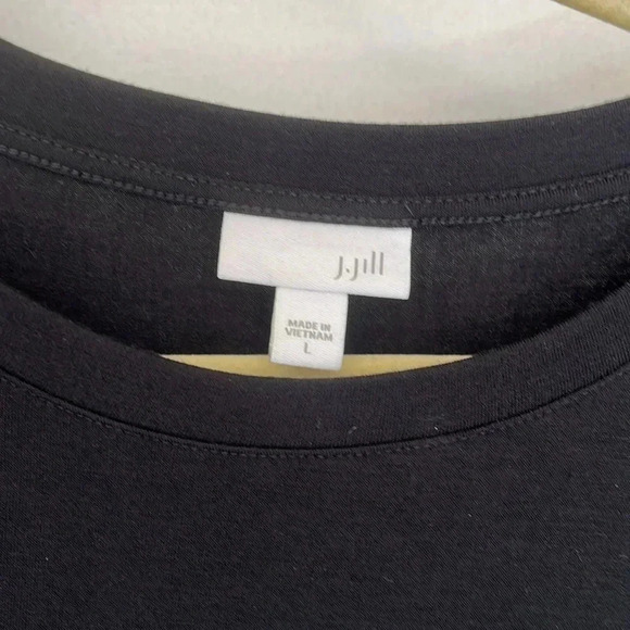 J.Jill Pleated Knit Dress Drawstring Waist Women’s Size Large Black Preppy - Picture 2 of 15